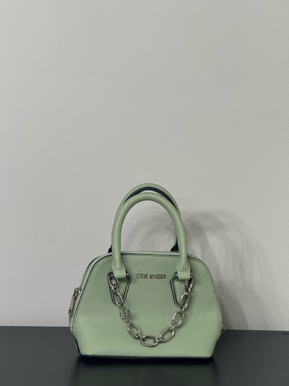 Steve Madden Pale Mint Green Satchel with Chain Accent